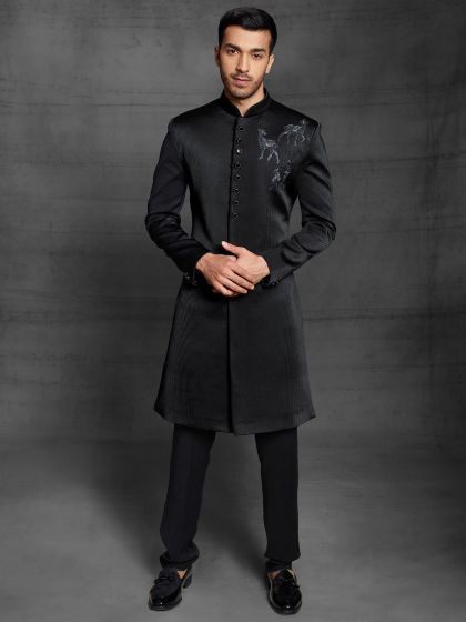 Black Colour Party Wear Indowestern