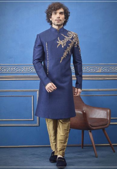 Blue Colour Party Wear Indowestern