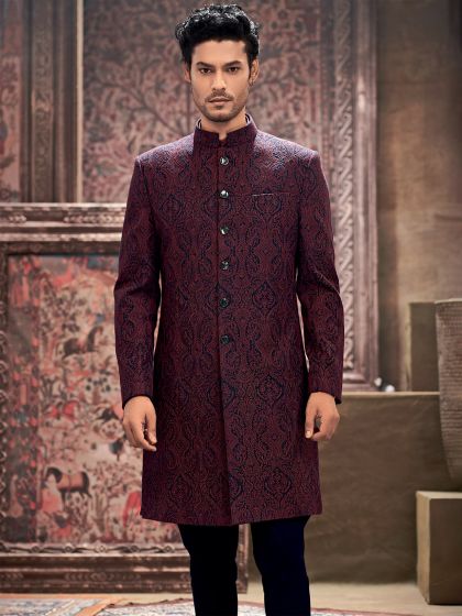 Maroon Silk Indowestern