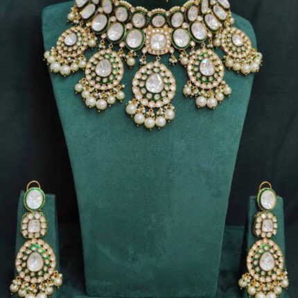 Jhoomar Polki Pearl Choker Set